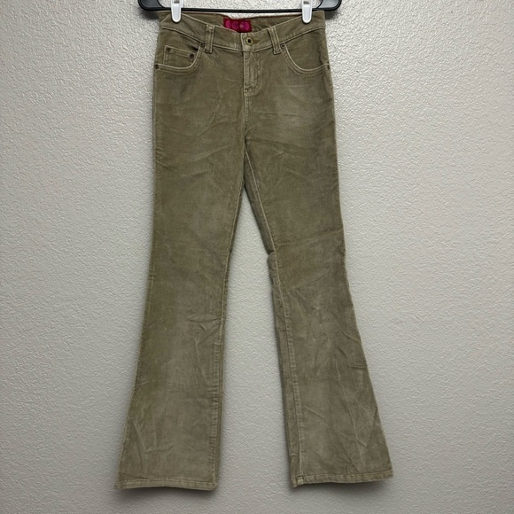 Glo Women’s Tan Flame Hip‎ Hugger Flare Stretch Corduroy Pants Size 3 NWT - Picture 1 of 6